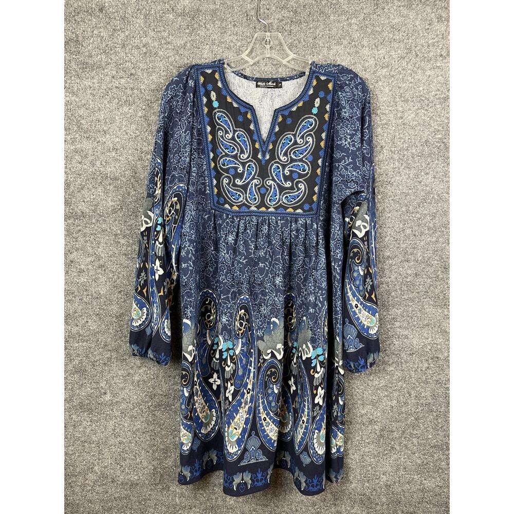 WHITE MARK- Women's L, Apolline Pasiley Bohemian Style LS Sweater Dress